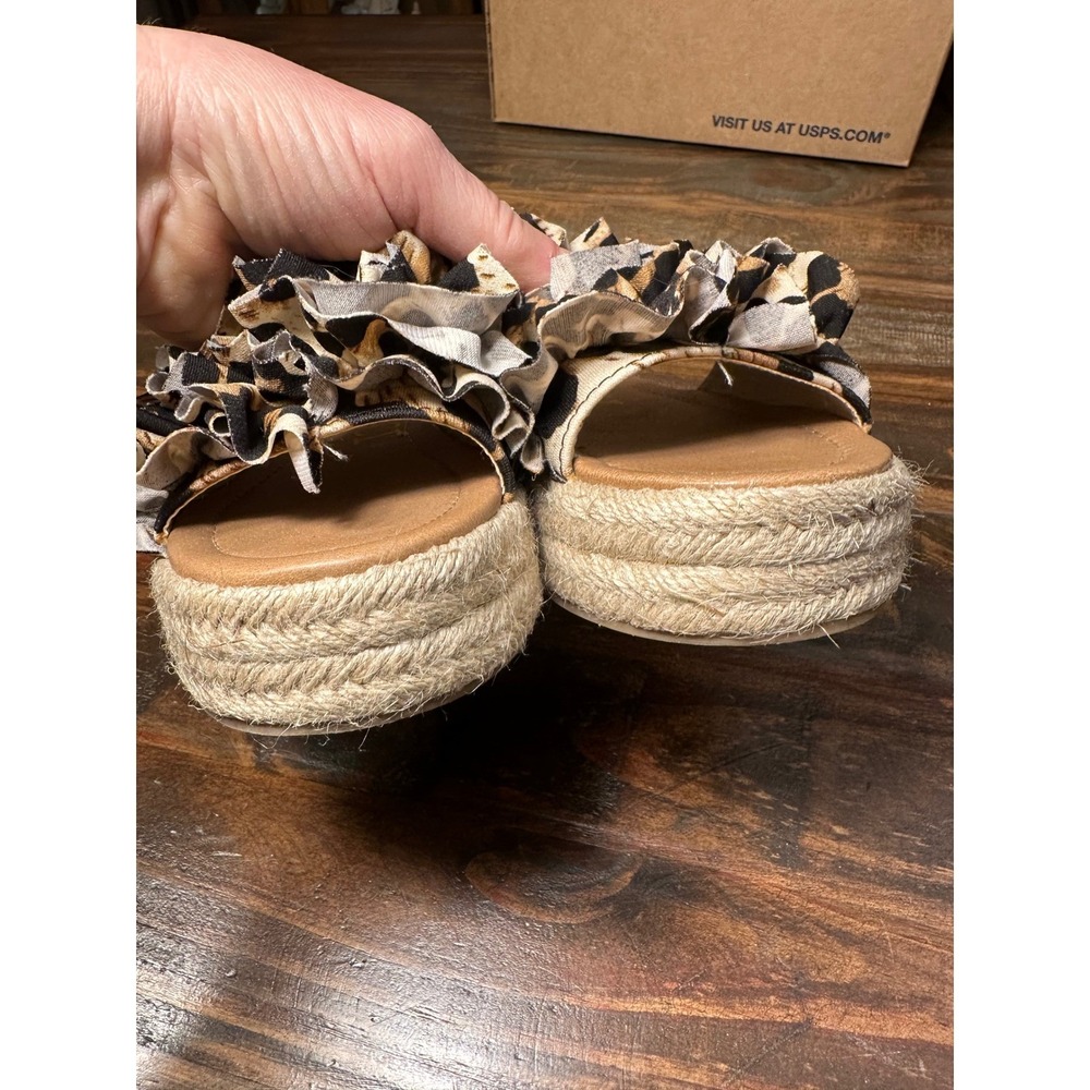 CCOCCI Women's Leopard Ruffle Platform Espadrille Slide Sandals Size 7 - Picture 3 of 9
